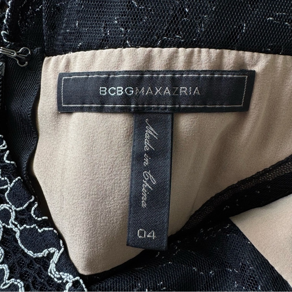 BCBGMAXAZRIA Tasha Cocktail Dress in Black & White Lace Sleeveless Mini Small 4 - Picture 6 of 8